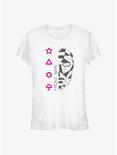 Squid Game Front Man Line Art Girls T-Shirt, WHITE, hi-res