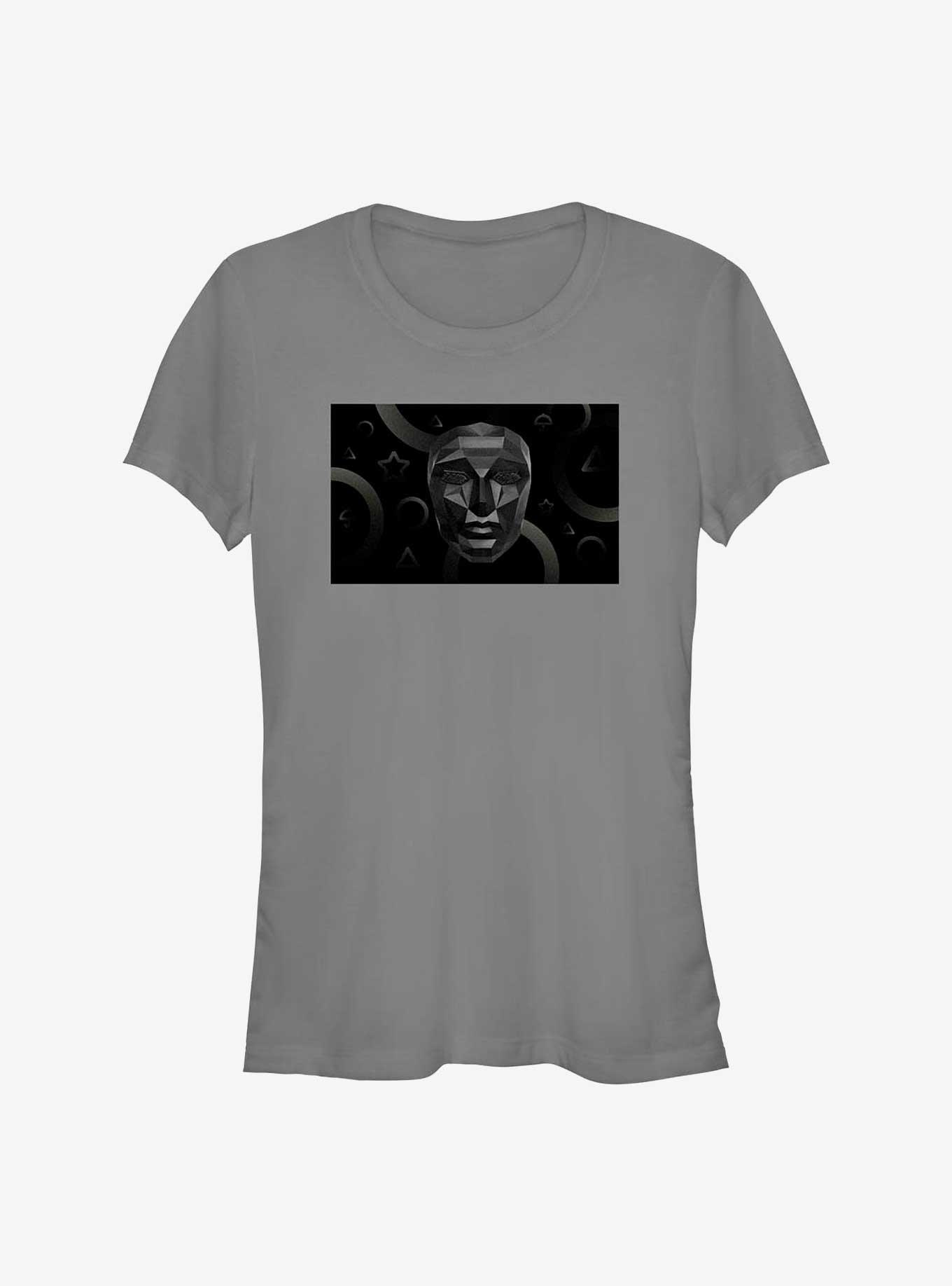 Squid Game Mask and Shapes Girls T-Shirt, CHARCOAL, hi-res