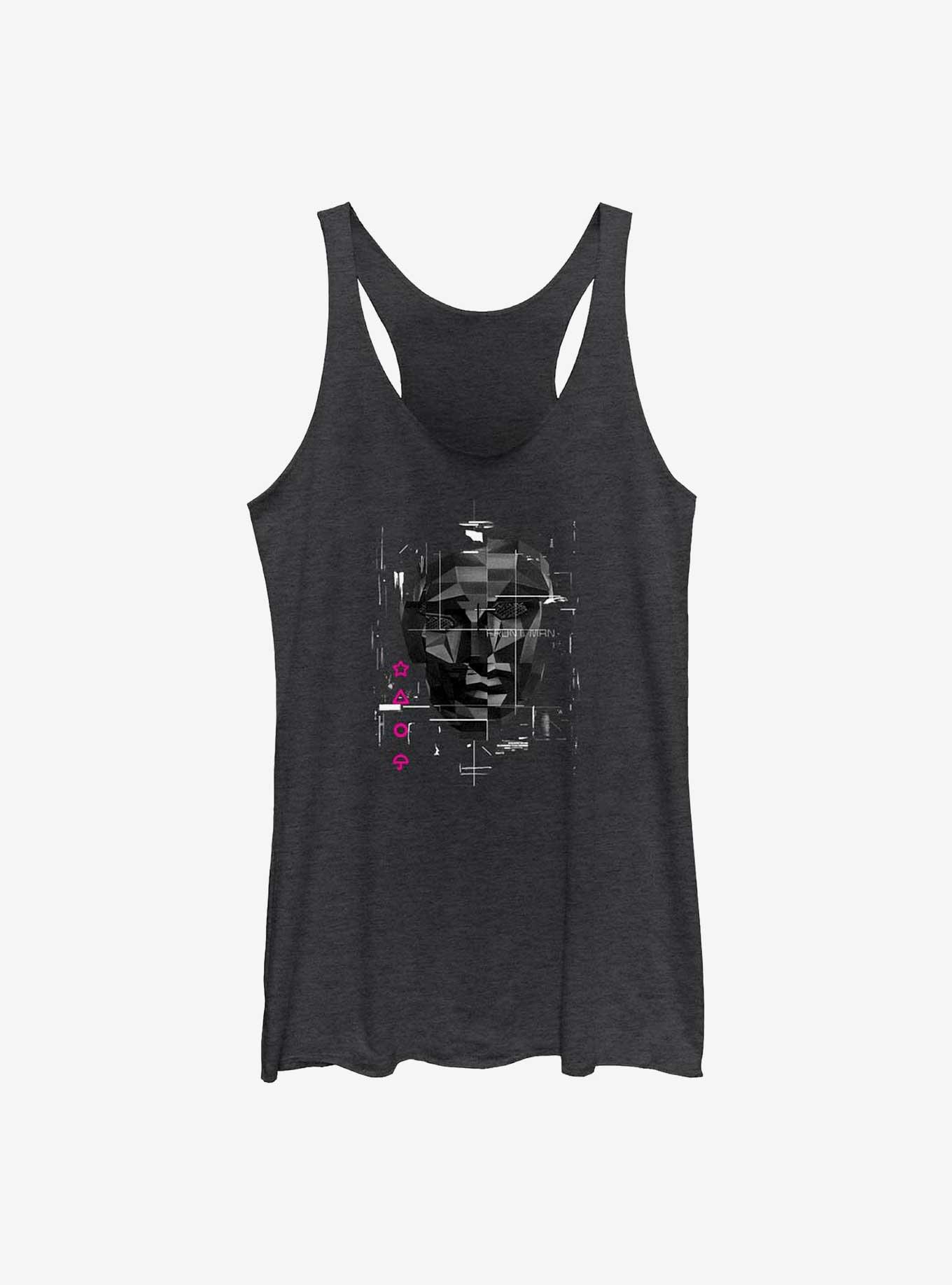 Squid Game Front Man Glitch Girls Tank, BLK HTR, hi-res