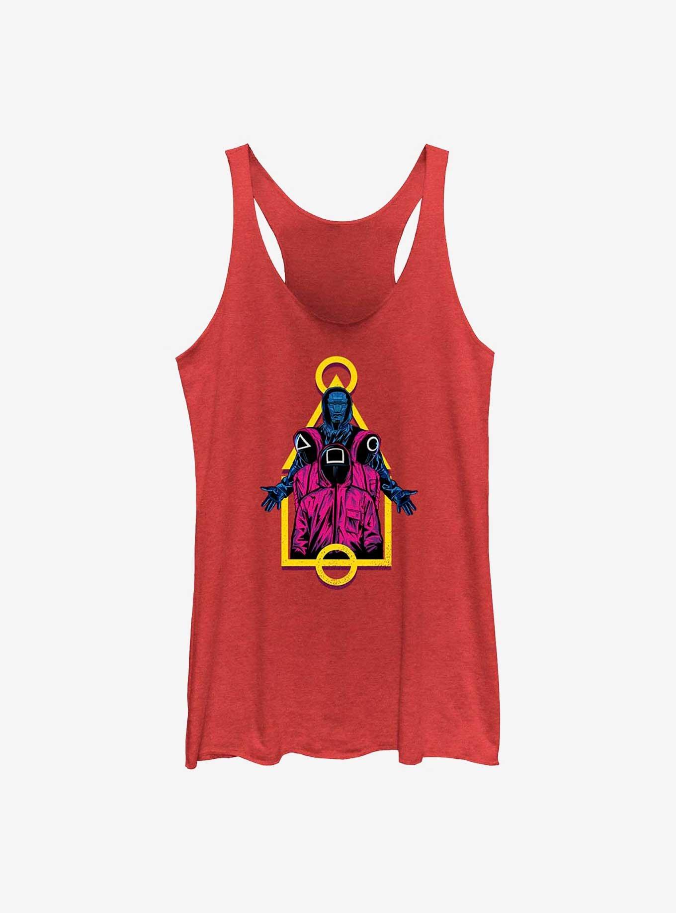 Squid Game Masked Men Girls Tank, RED HTR, hi-res