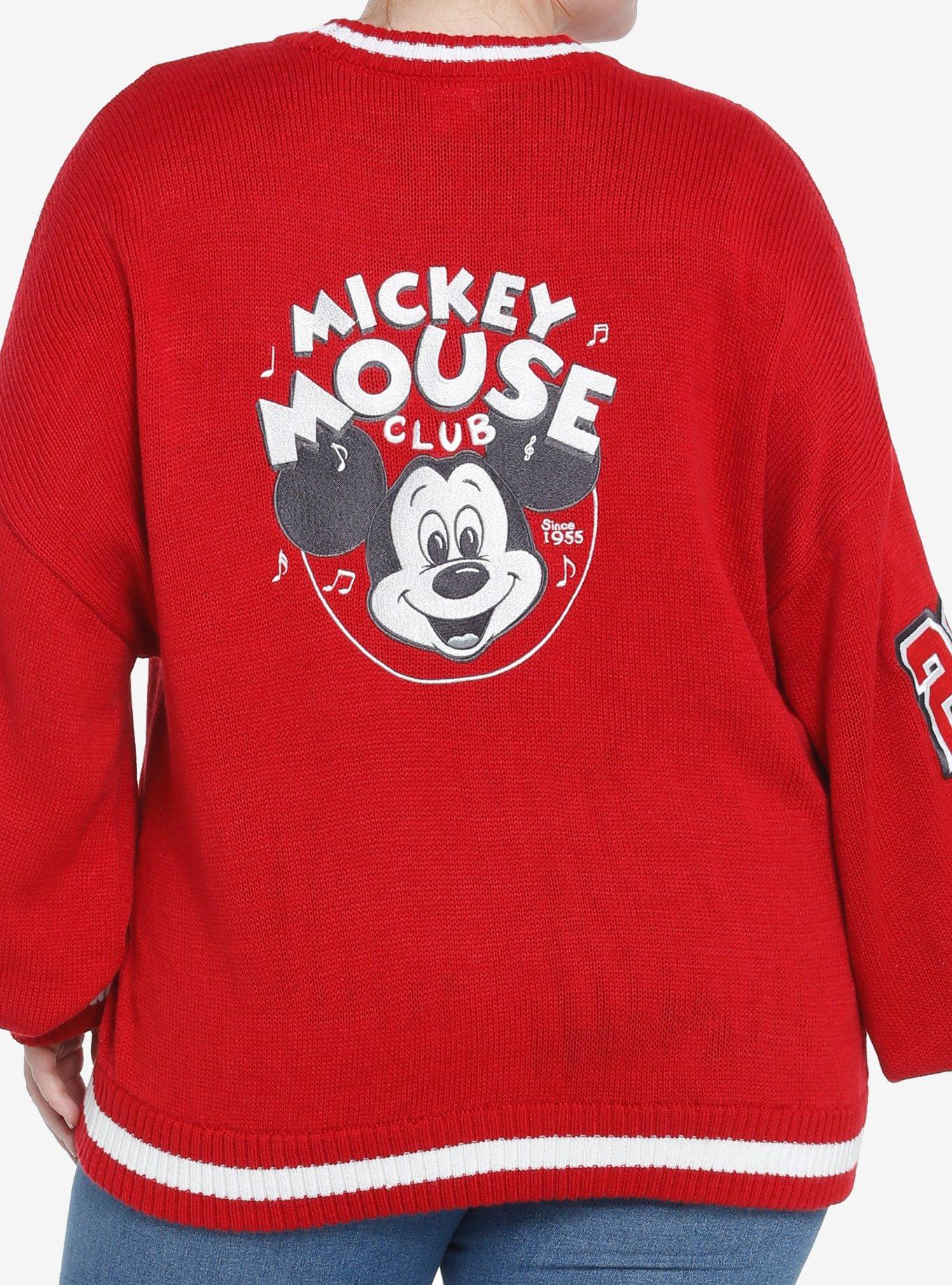 Her Universe Disney100 Mickey Mouse Club Vintage Varsity Girls Cardigan Plus Size, , hi-res