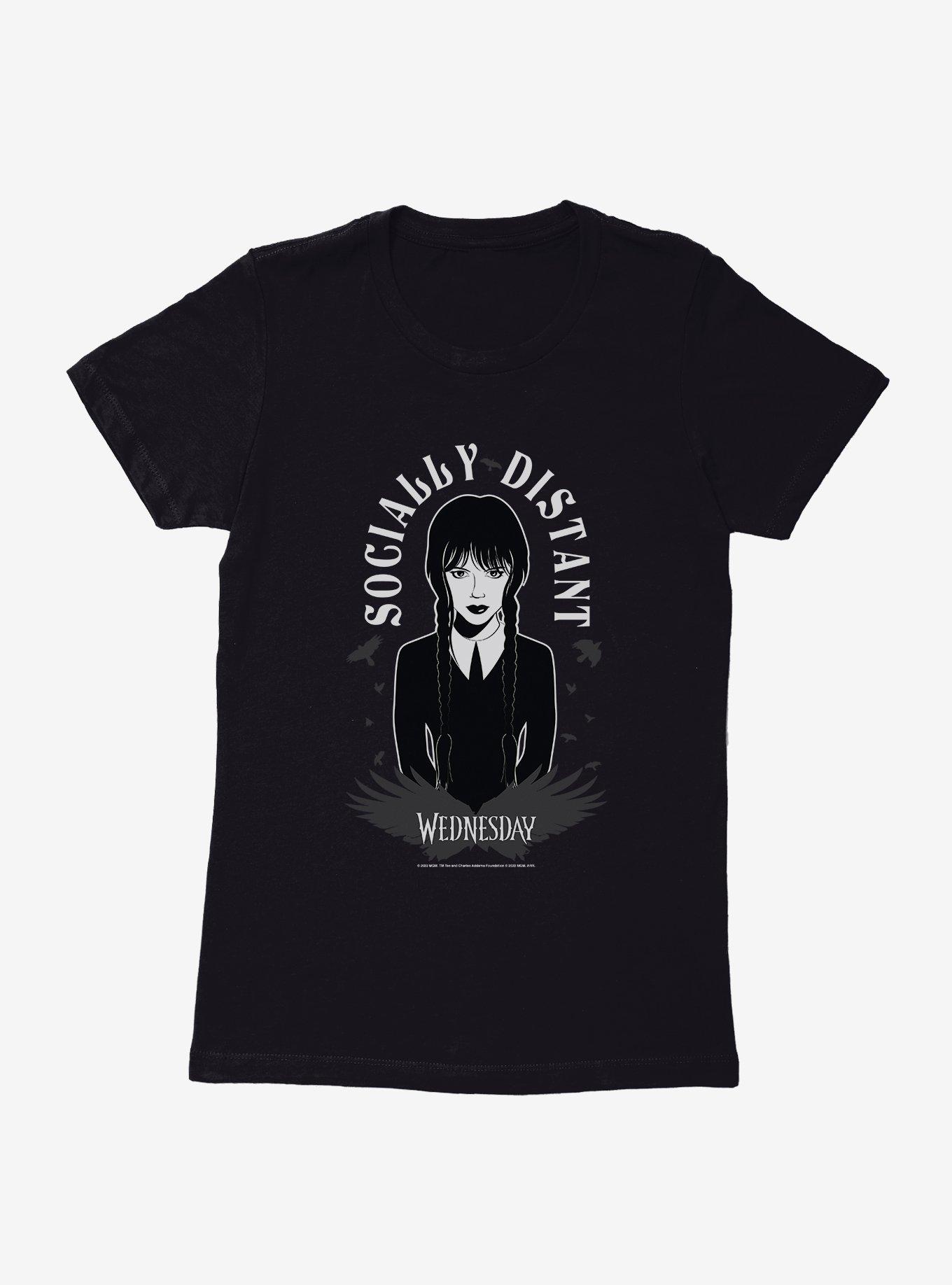 Wednesday Socially Distant Womens T-Shirt, BLACK, hi-res