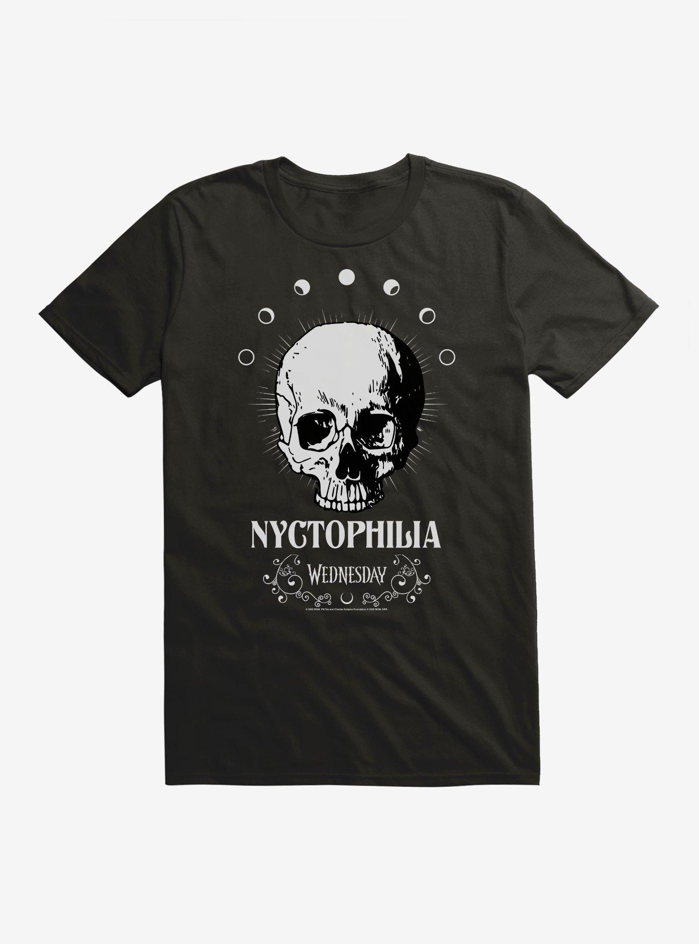 Wednesday Nyctophilia T-Shirt, BLACK, hi-res view 1