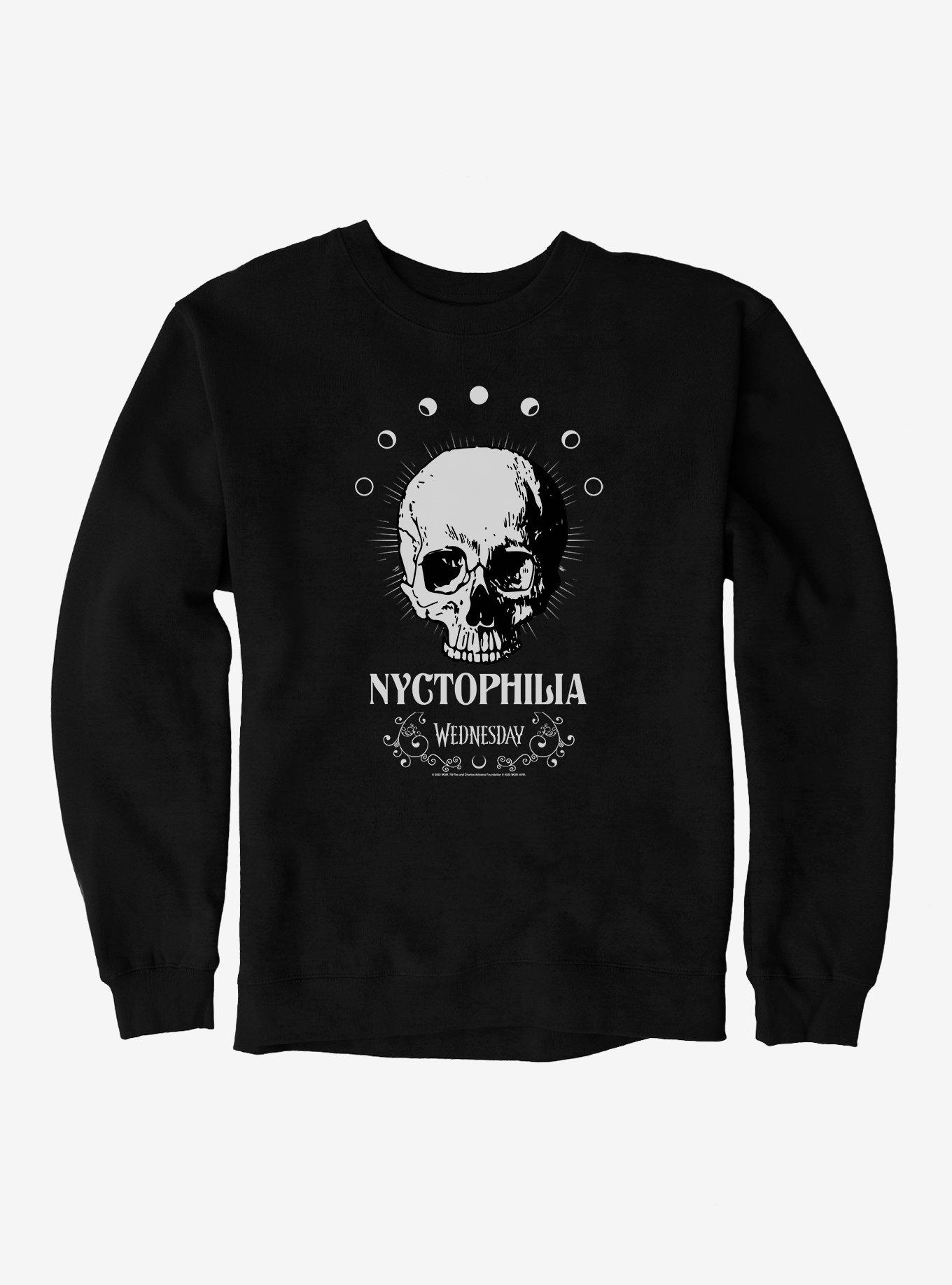 Wednesday Nyctophilia Sweatshirt, BLACK, hi-res
