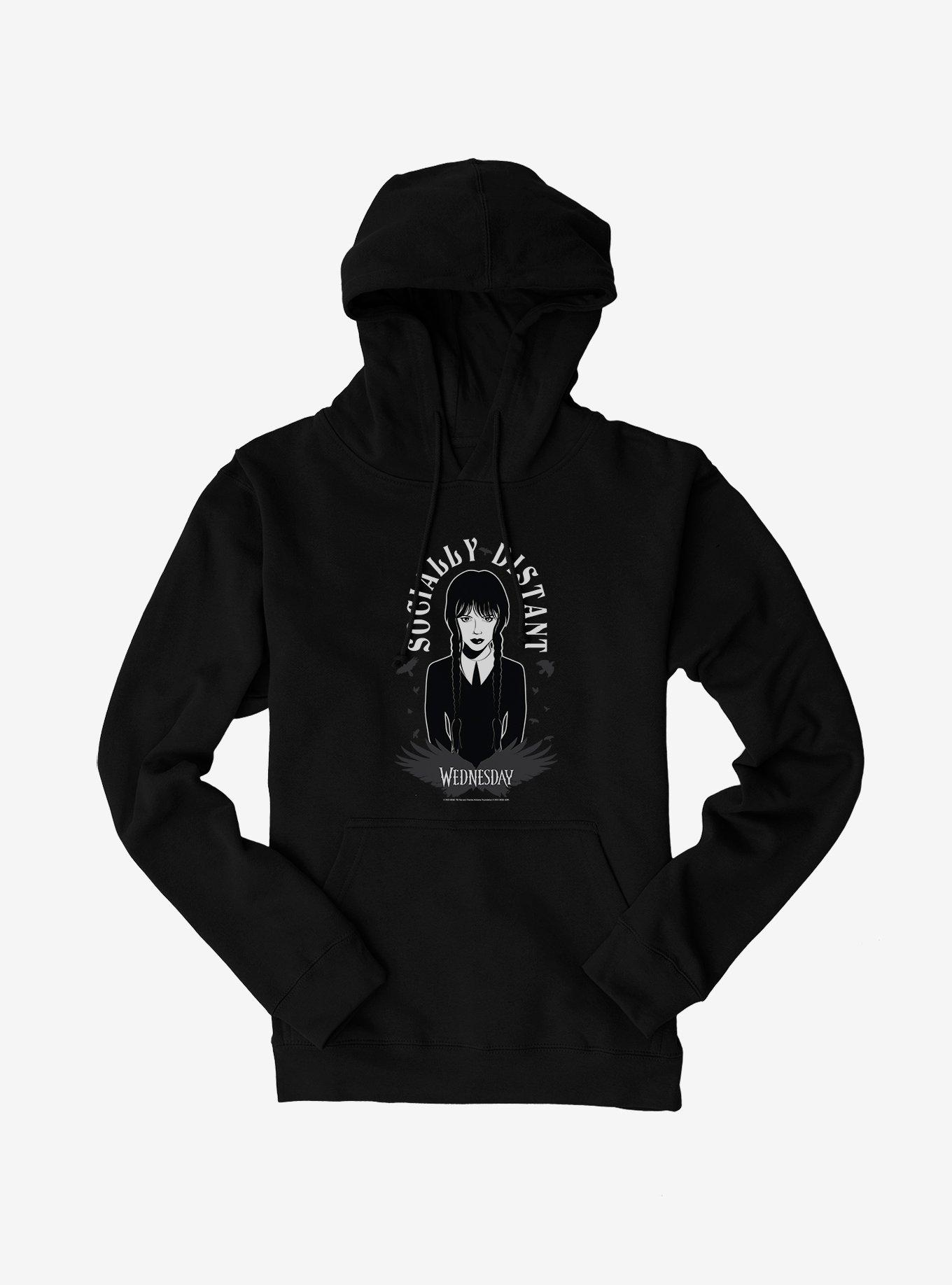 Wednesday Socially Distant Hoodie, BLACK, hi-res