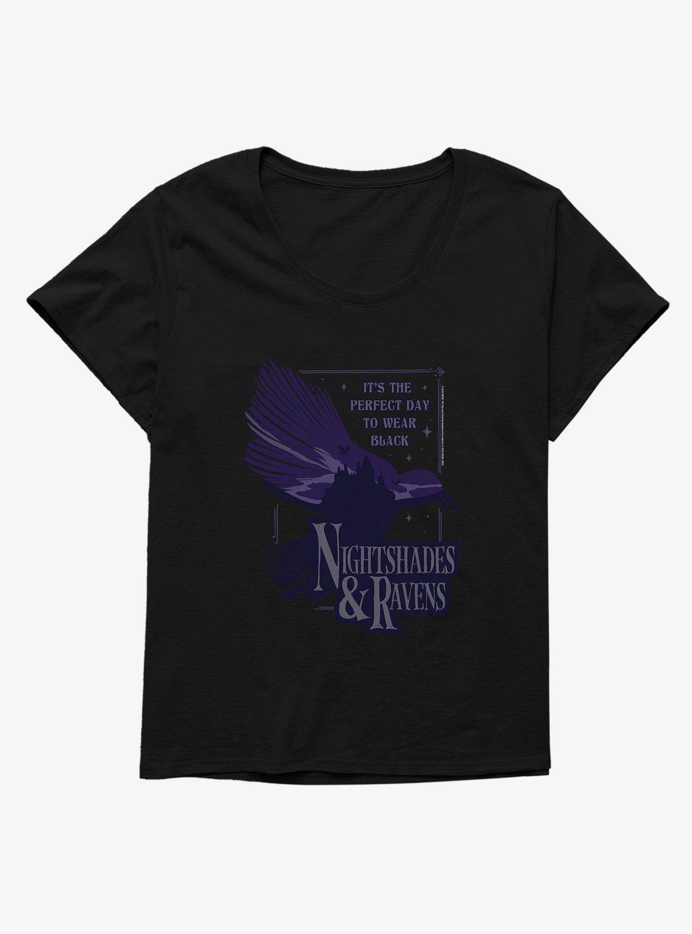 Wednesday Nightshades & Ravens Womens T-Shirt Plus Size, BLACK, hi-res