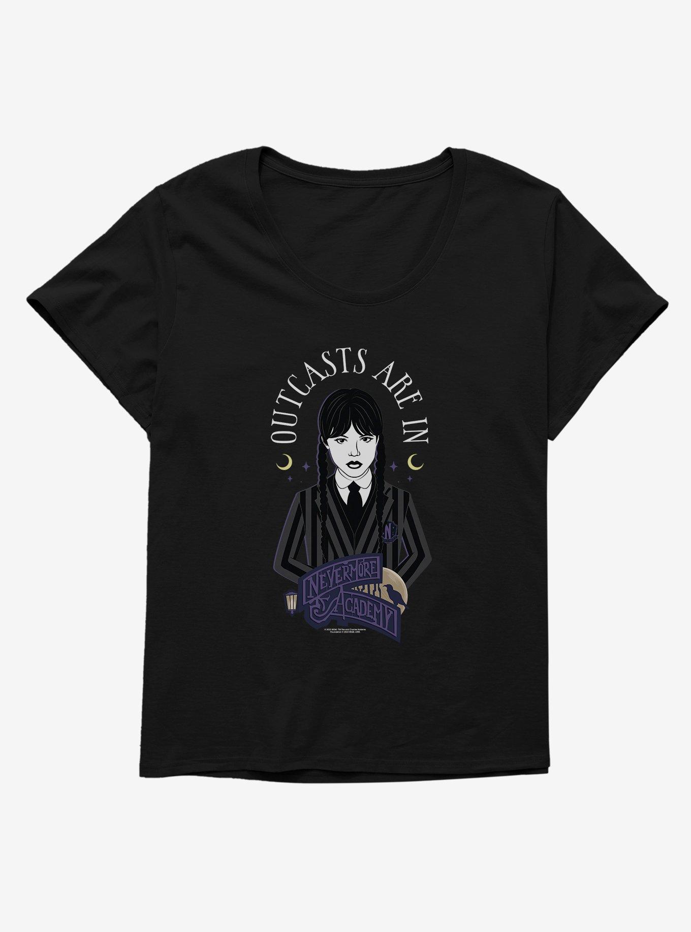 Wednesday Outcasts Are In Womens T-Shirt Plus Size, BLACK, hi-res