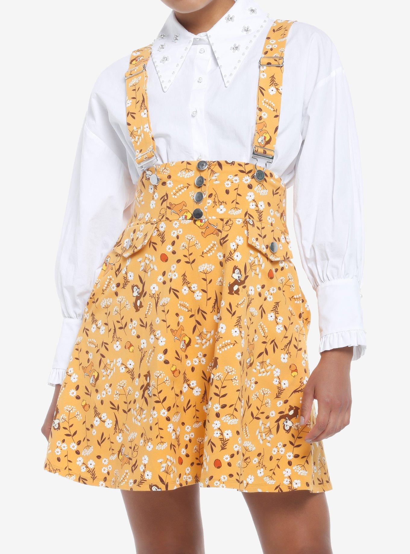 Disney Chip 'N Dale Fall Floral Suspender Skirt | Her Universe