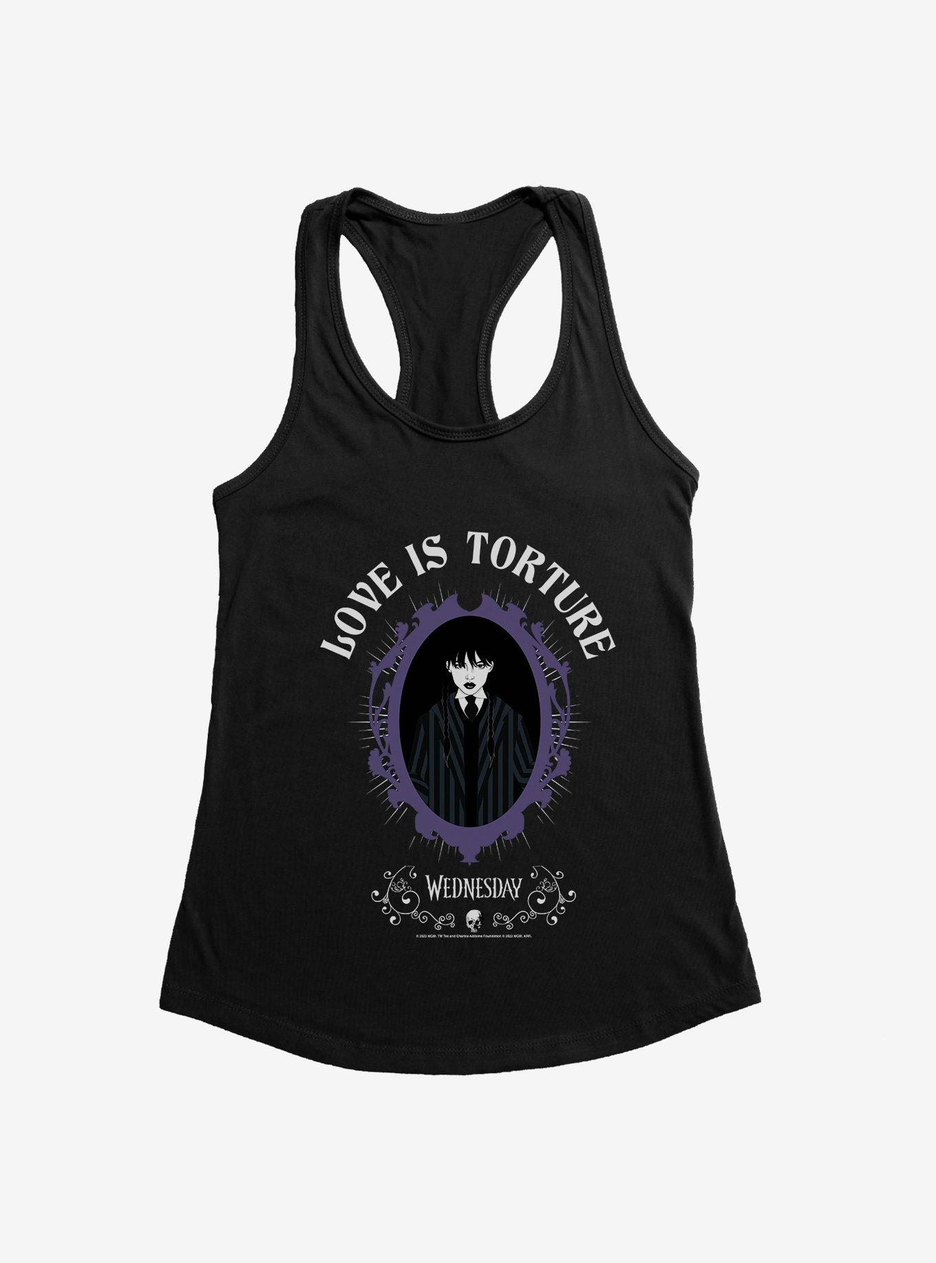 Wednesday Love Is Torture Womens Tank Top, BLACK, hi-res