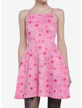 Hot Pink Stars Strappy Tank Dress, , hi-res