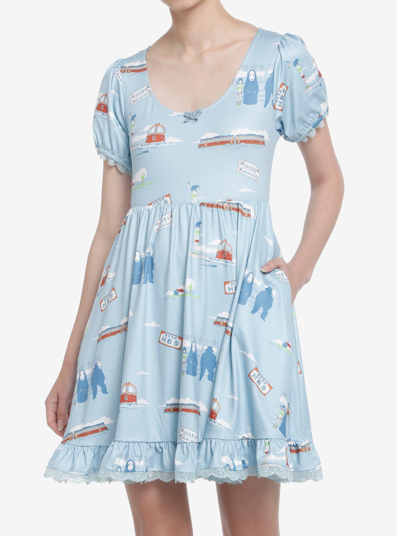 Studio Ghibli Spirited Away Sea Railway Ruffle Dress, PINK  PURPLE, hi-res