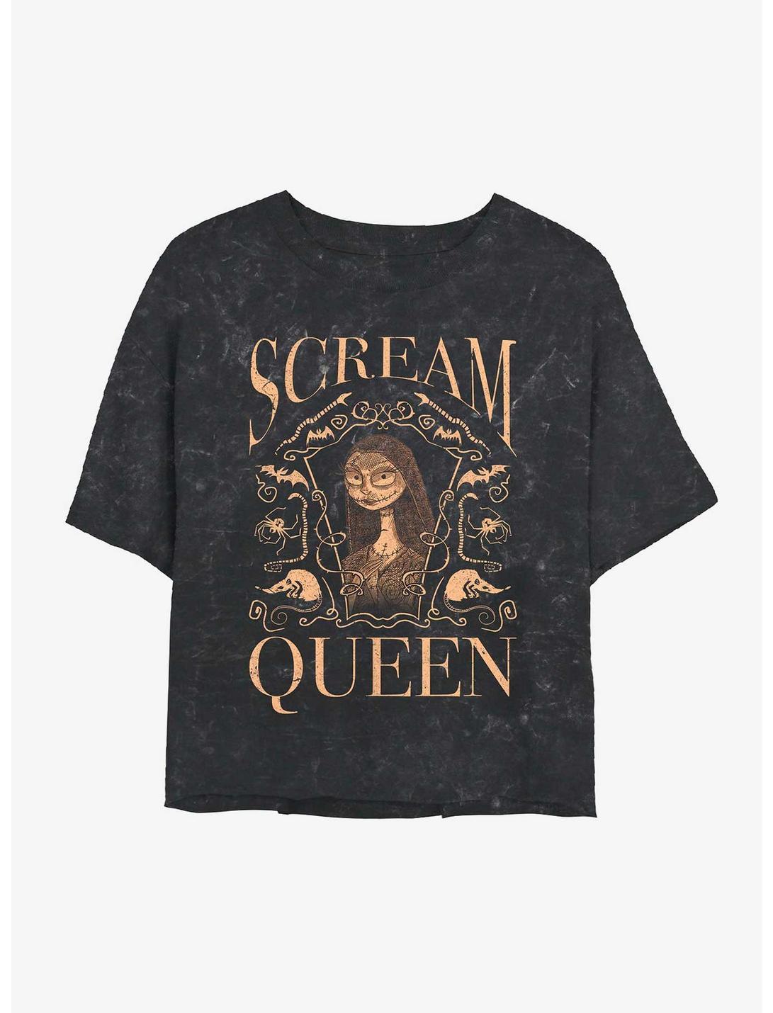 Disney The Nightmare Before Christmas Sally Scream Queen Mineral Wash Crop Girls T-Shirt, BLACK, hi-res