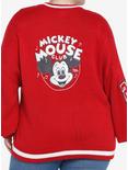 Her Universe Disney100 Mickey Mouse Club Vintage Varsity Cardigan Plus Size, RED  WHITE, hi-res