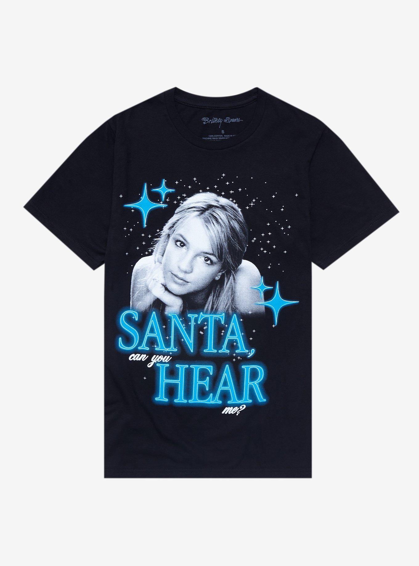 Britney Spears Santa Can You Hear Me? Boyfriend Fit Girls T-Shirt, BLACK, hi-res