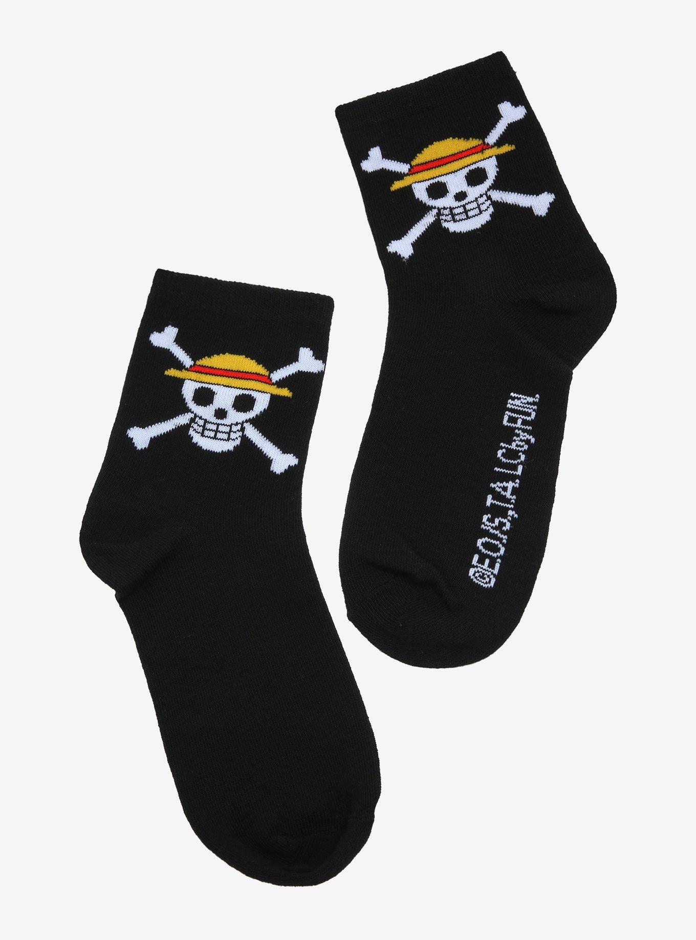 One Piece Straw Hat Pirates Jolly Roger Crew Socks, , hi-res
