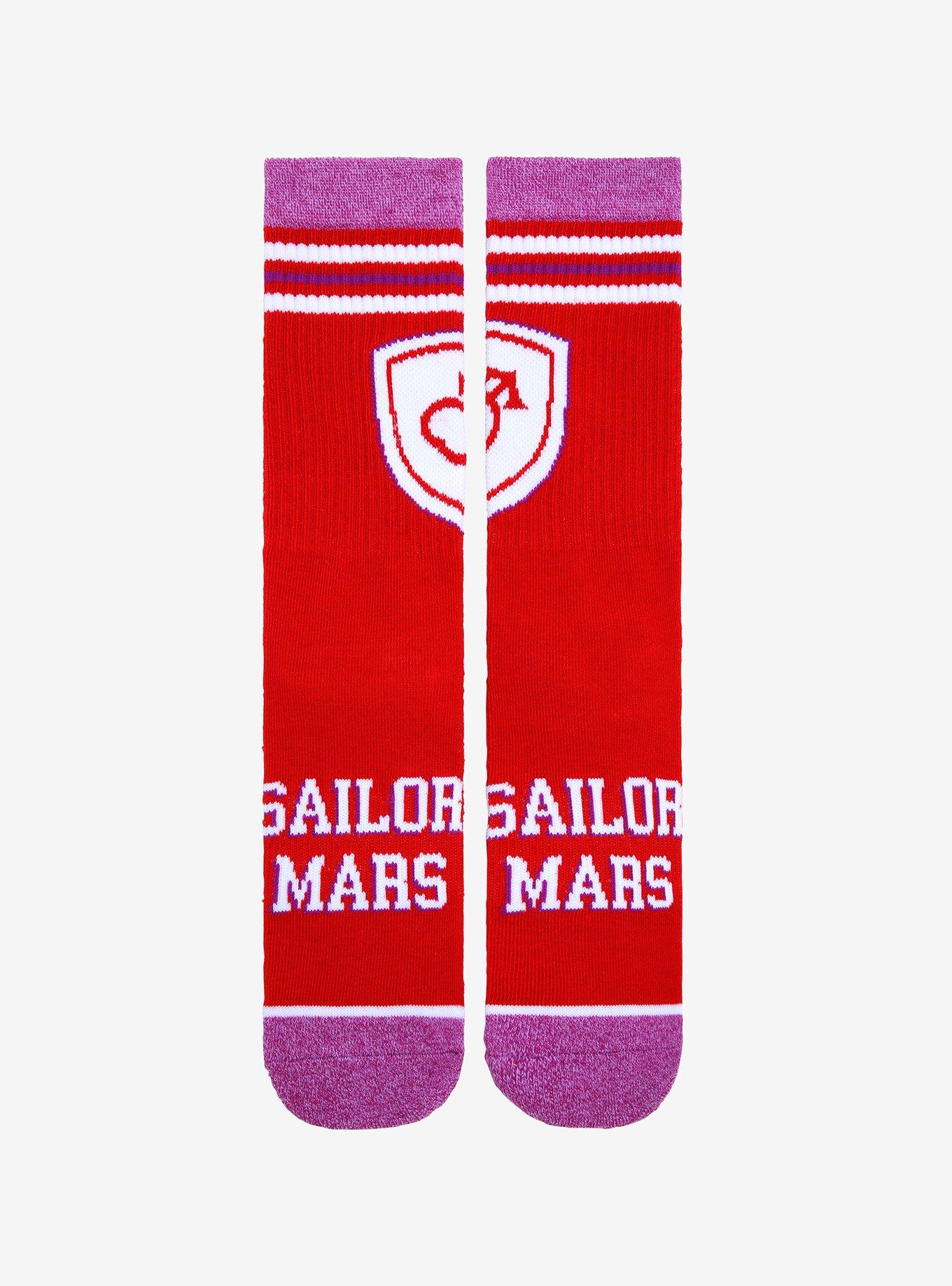 Sailor Moon Sailor Mars Varsity Crew Socks - BoxLunch Exclusive, , hi-res