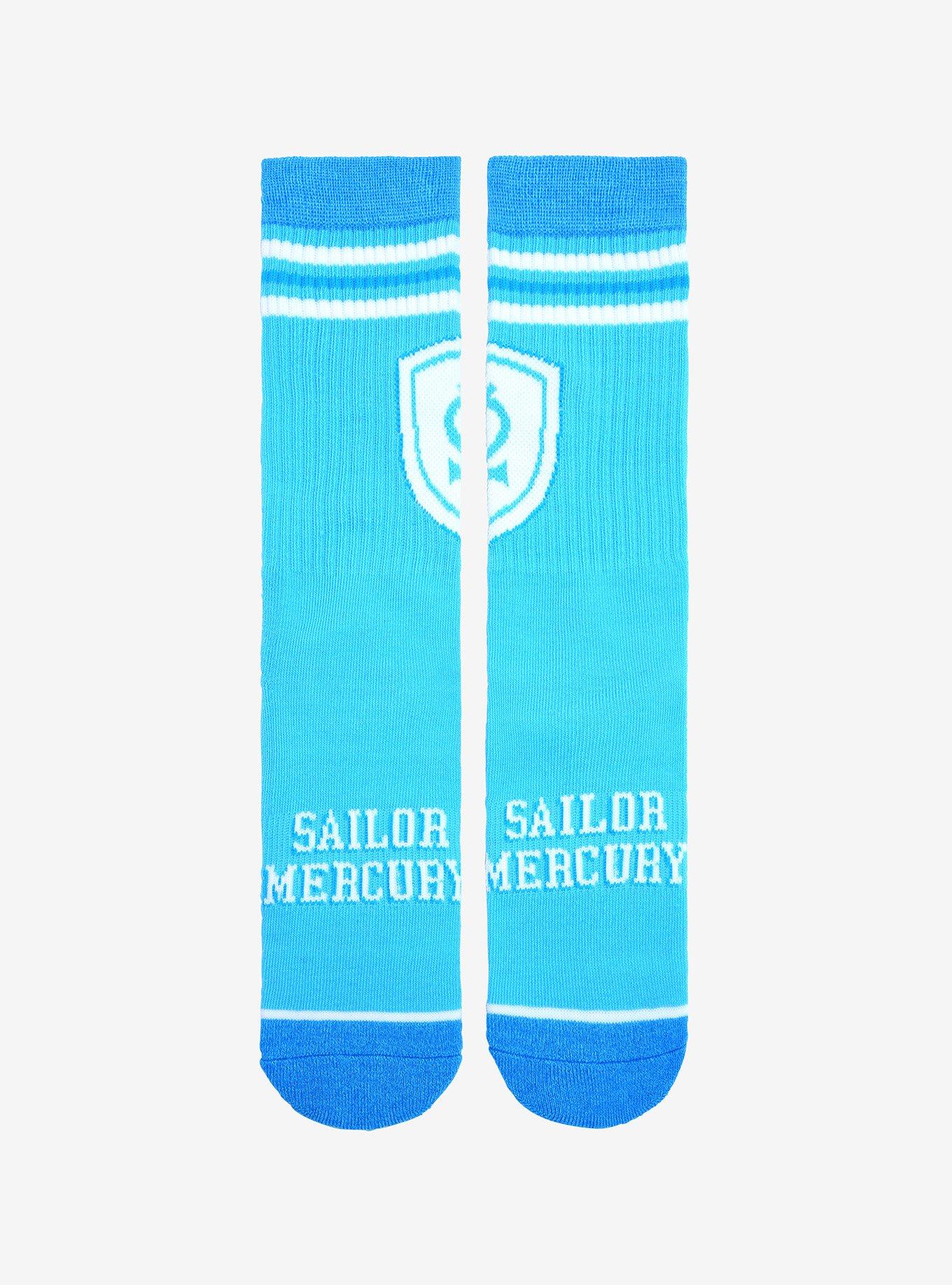Sailor Moon Sailor Mercury Varsity Crew Socks - BoxLunch Exclusive, , hi-res