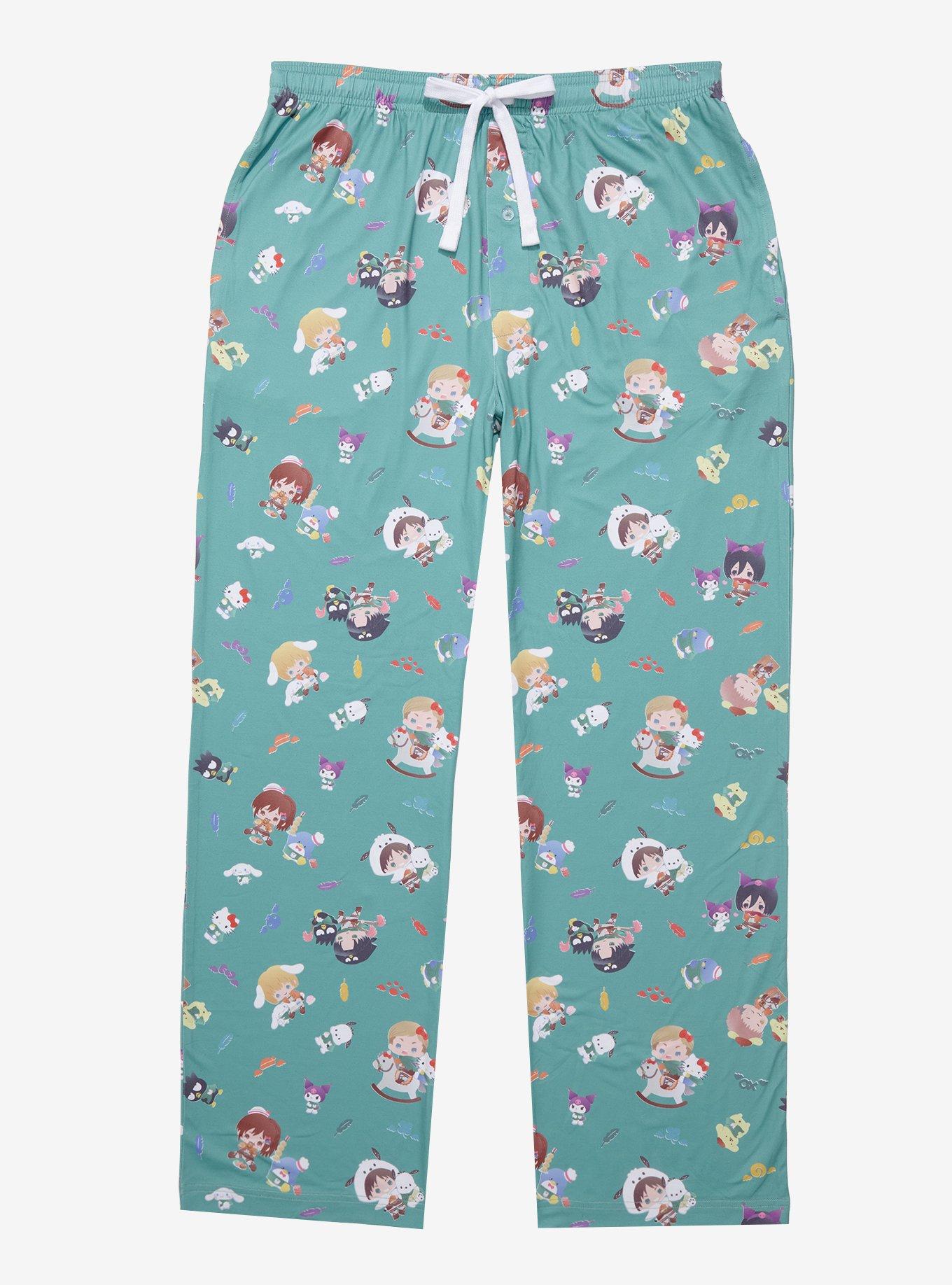 Hello Kitty Anime Cartoon All Over Print Women's White Sleep Pajama Pants-S  at  Women's Clothing store