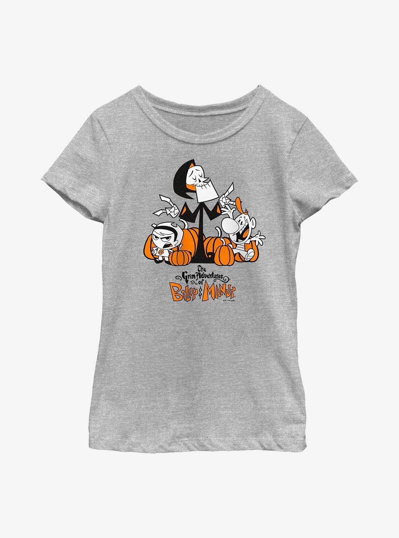 The Grim Adventures Of Billy And Mandy Pumpkins Youth Girls T-Shirt, ATH HTR, hi-res