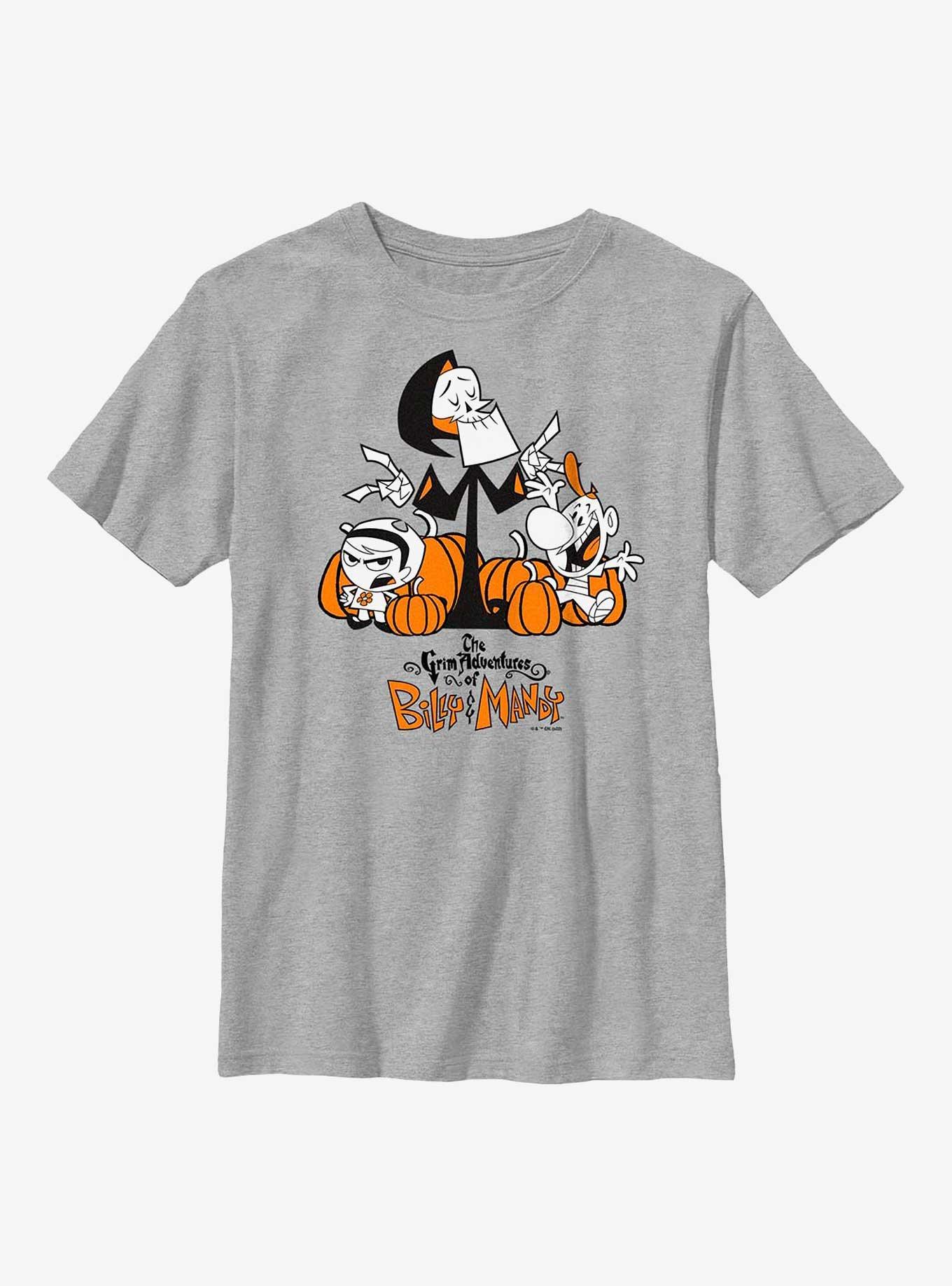 The Grim Adventures Of Billy And Mandy Pumpkins Youth T-Shirt, ATH HTR, hi-res