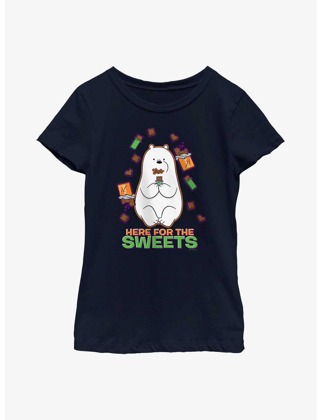 We Bare Bears Here For The Sweets Ice Bear Youth Girls T-Shirt, NAVY, hi-res