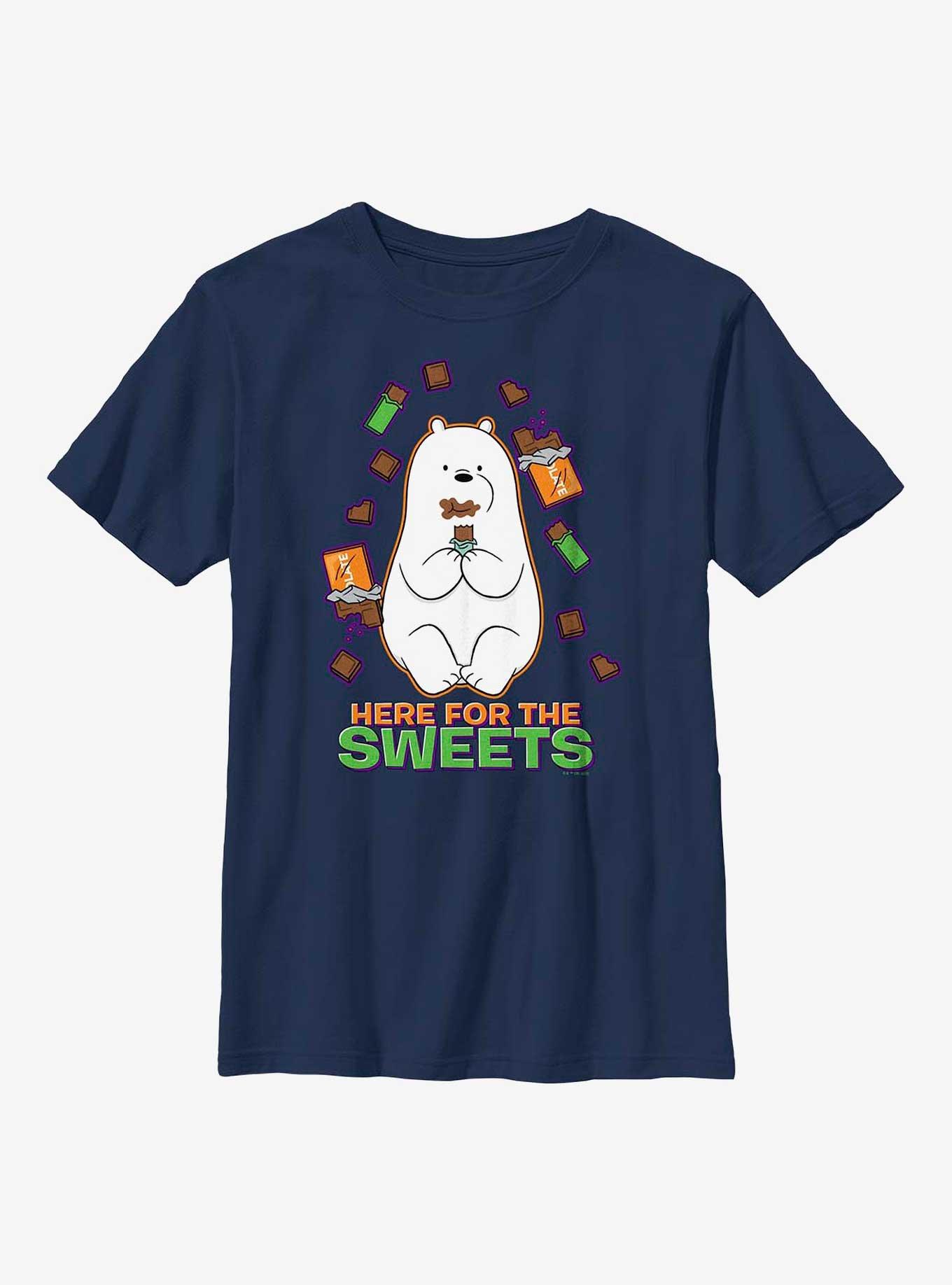 We Bare Bears Here For The Sweets Ice Bear Youth T-Shirt, NAVY, hi-res