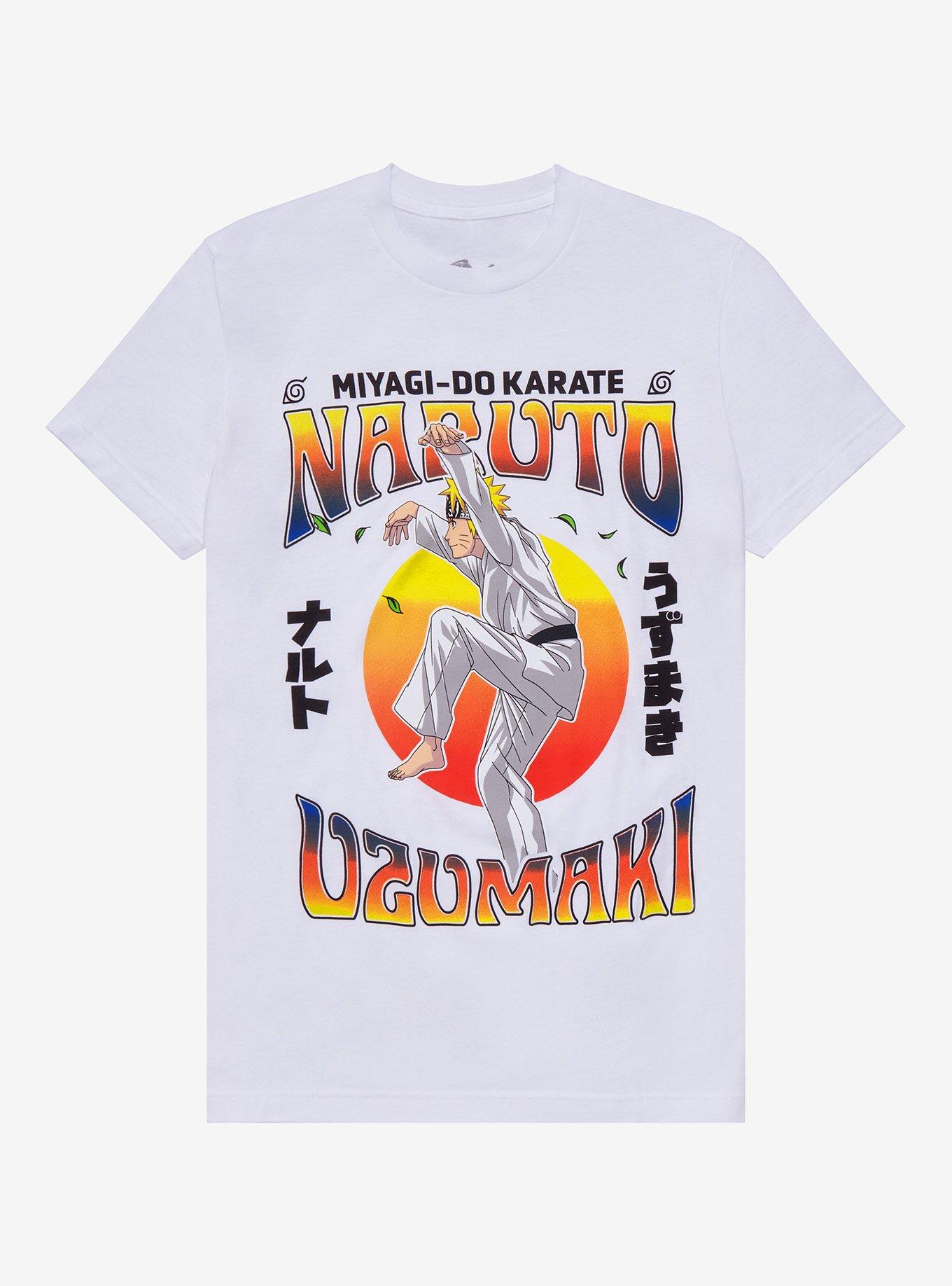 Naruto Shippuden x Cobra Kai Naruto Uzumaki Miyagi-Do Sunset Portrait T-Shirt - BoxLunch Exclusive, GOLD, hi-res