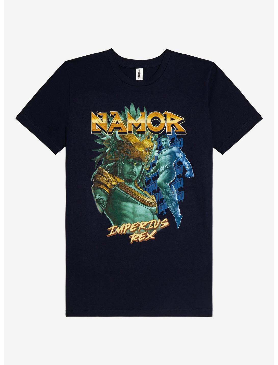 Marvel Black Panther: Wakanda Forever Namor Imperius Rex Double Portrait T-Shirt - BoxLunch Exclusive, NAVY, hi-res