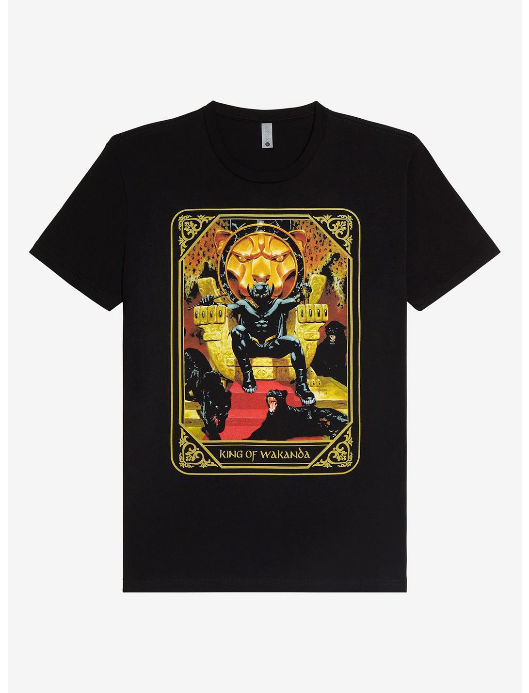 Marvel Black Panther King of Wakanda Tarot Card T-Shirt - BoxLunch Exclusive, BLACK, hi-res