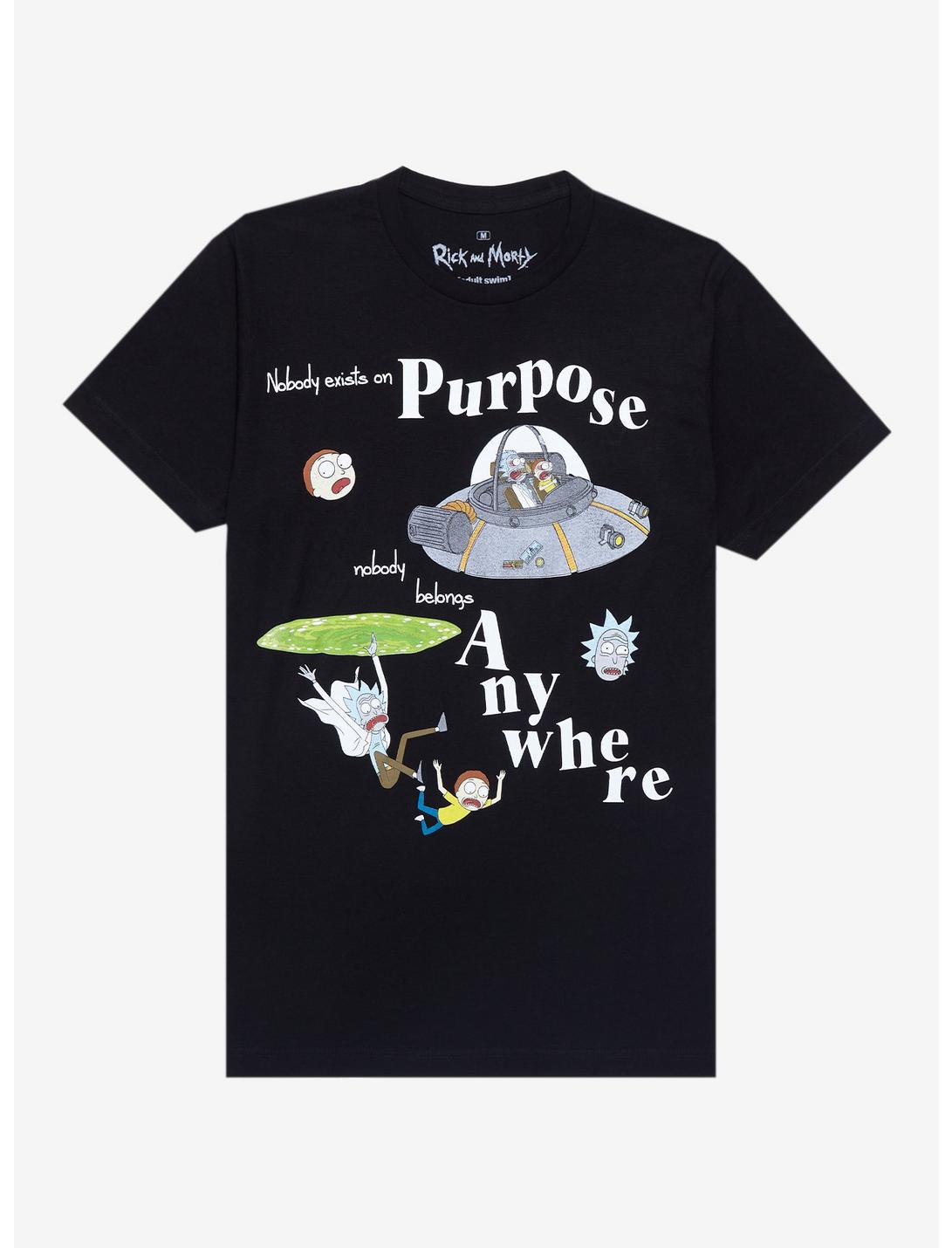 Rick & Morty Nobody Exists on Purpose Spaceship T-Shirt - BoxLunch Exclusive, BLACK, hi-res