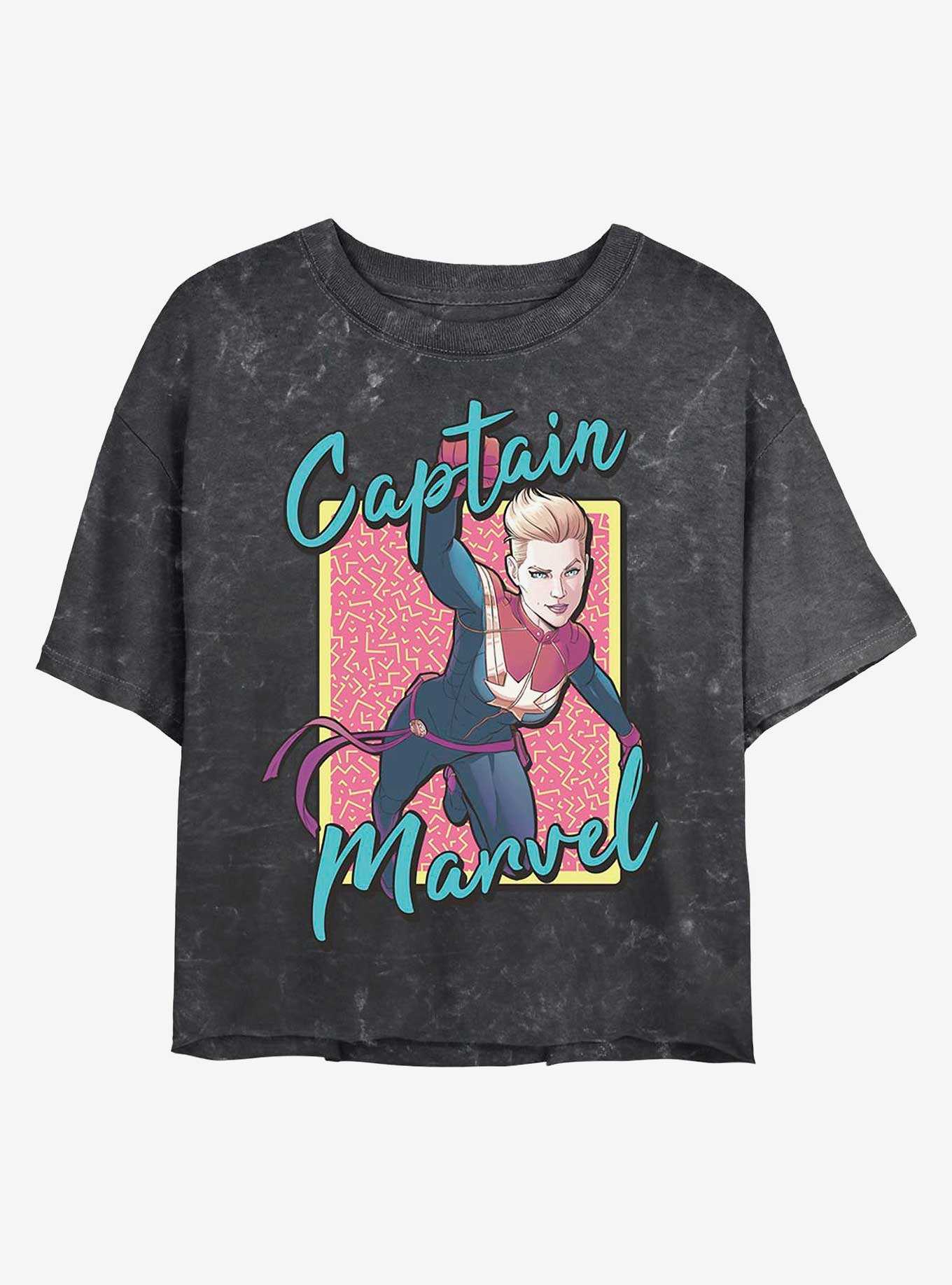 Marvel Captain Marvel 90's Captain Marvel Mineral Wash Crop Girls T-Shirt, , hi-res