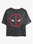 Marvel Deadpool Eye Logo Mineral Wash Crop Girls T-Shirt, BLACK, hi-res