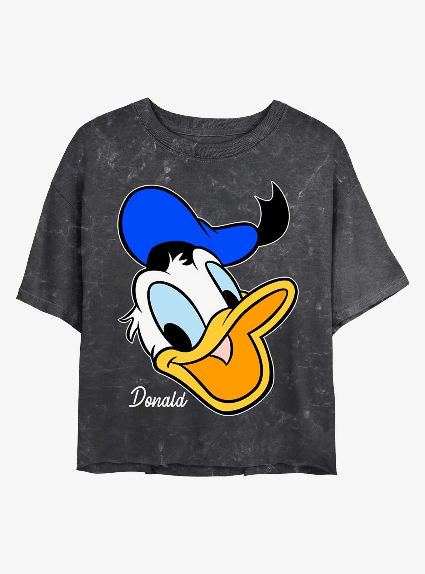 Disney Donald Duck Donald Big Face Mineral Wash Crop Girls T-Shirt, BLACK, hi-res