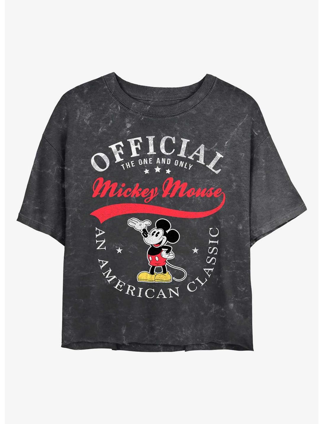 Disney Mickey Mouse An American Classic Mineral Wash Crop Girls T-Shirt, BLACK, hi-res