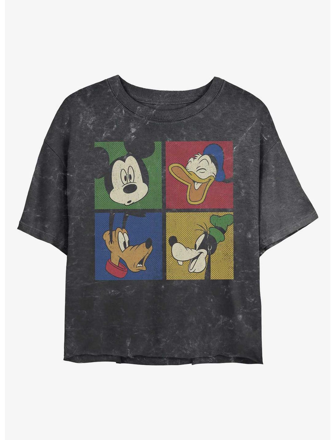 Disney Mickey Mouse Block Party Mineral Wash Crop Girls T-Shirt, BLACK, hi-res