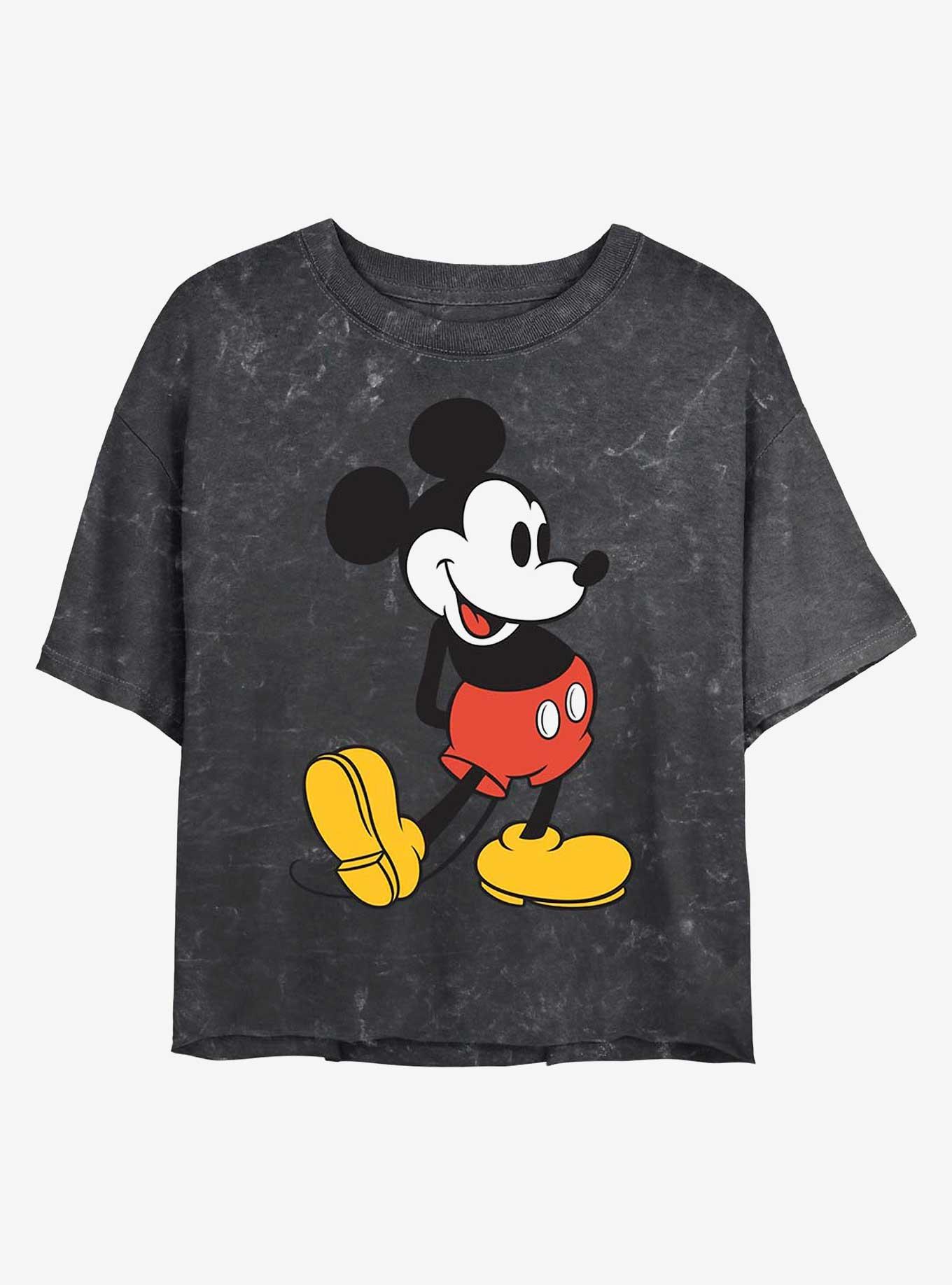 Disney Mickey Mouse Classic Mickey Mineral Wash Crop Girls T-Shirt, BLACK, hi-res