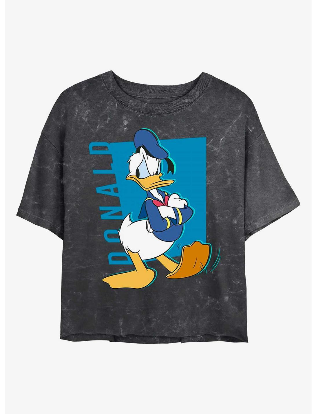 Disney Mickey Mouse Donald Pop Mineral Wash Crop Girls T-Shirt, BLACK, hi-res