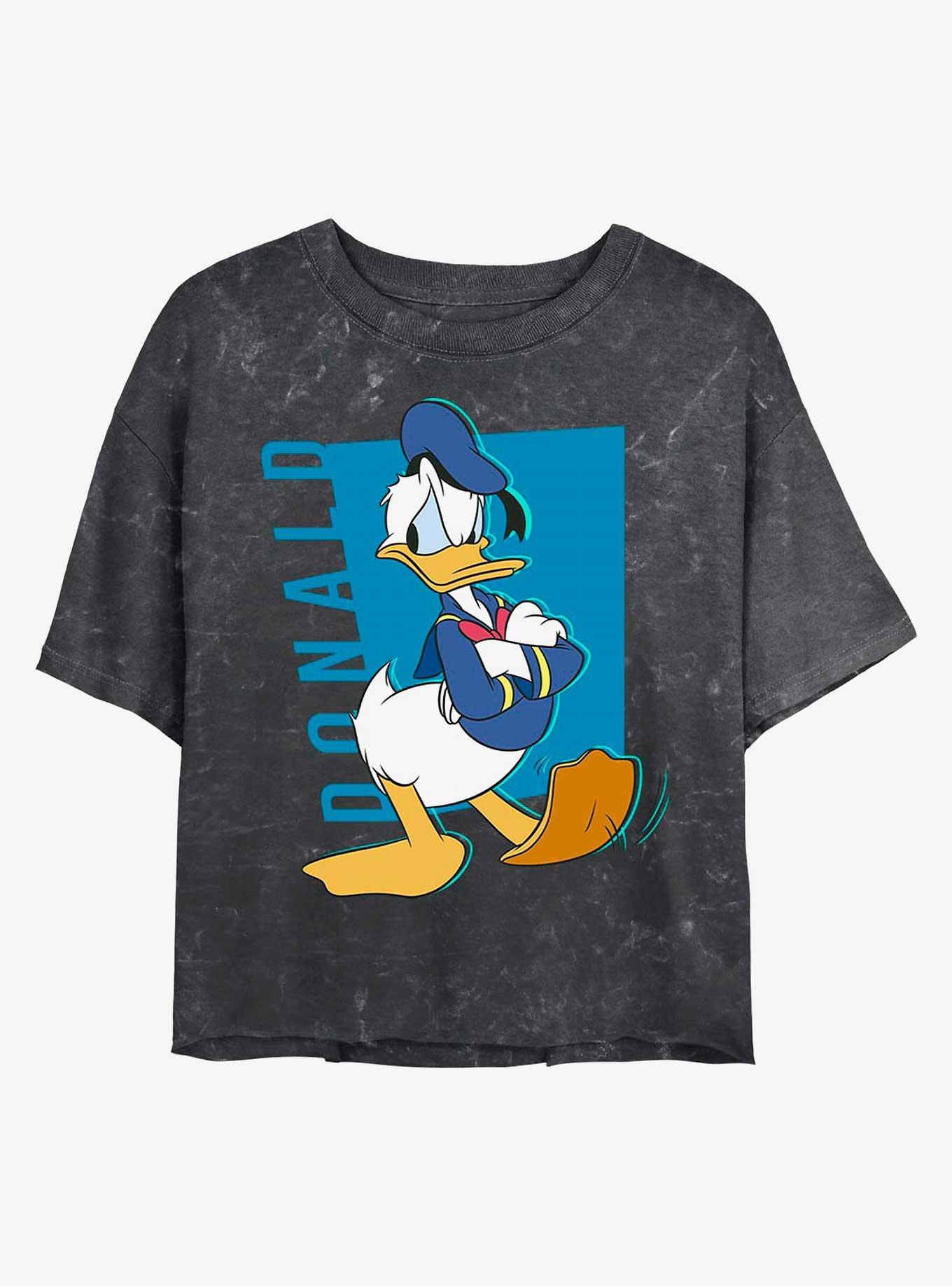 Disney Mickey Mouse Donald Pop Mineral Wash Crop Girls T-Shirt, BLACK, hi-res