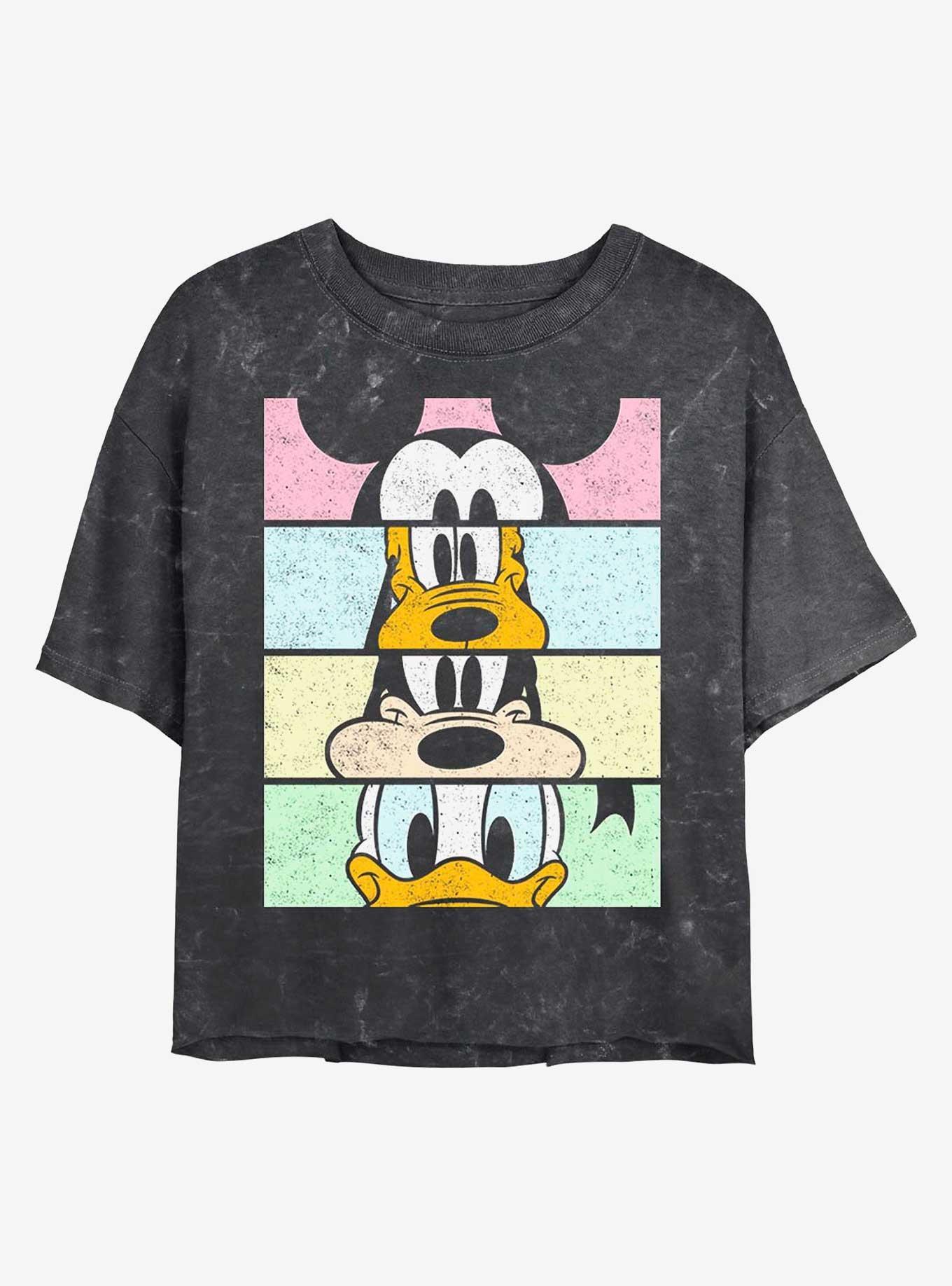 Disney Mickey Mouse Eyes On You Mineral Wash Crop Girls T-Shirt, BLACK, hi-res