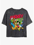 Disney Mickey Mouse Funky Bunch Mineral Wash Crop Girls T-Shirt, BLACK, hi-res
