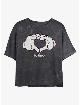 Disney Mickey Mouse Glove Heart Mineral Wash Crop Girls T-Shirt, , hi-res