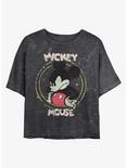 Disney Mickey Mouse Gritty Mickey Mineral Wash Crop Girls T-Shirt, BLACK, hi-res