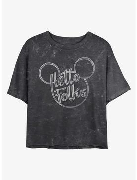 Disney Mickey Mouse Hello Folks Mineral Wash Crop Girls T-Shirt, , hi-res