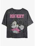 Disney Mickey Mouse Jumbo Mickey Mineral Wash Crop Girls T-Shirt, BLACK, hi-res