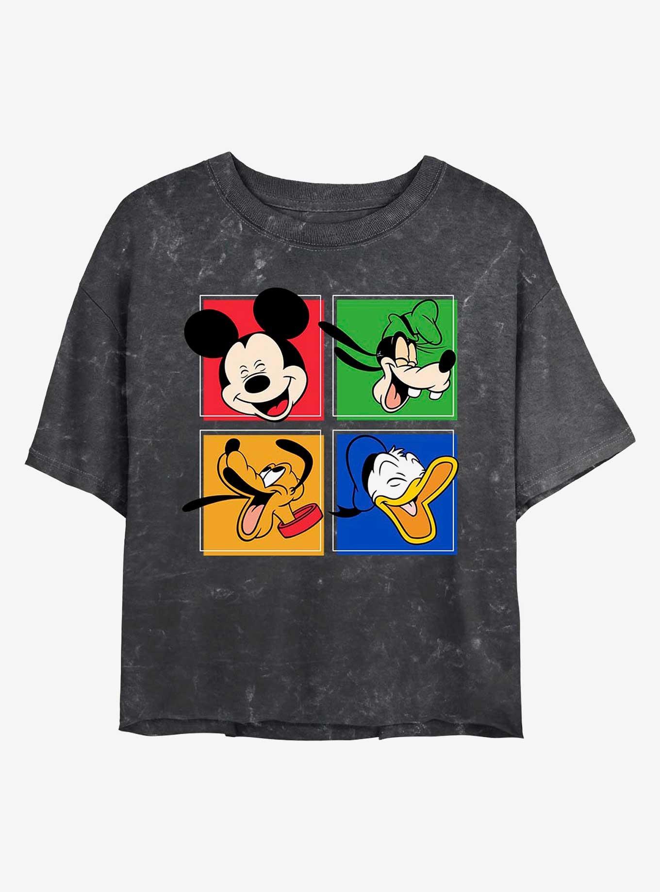 Disney Mickey Mouse & Friends Run Mineral Wash Crop Girls T-Shirt, BLACK, hi-res