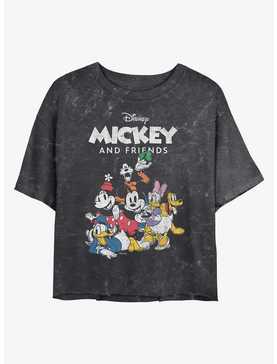Disney Mickey Mouse Mickey Friends Group Mineral Wash Crop Girls T-Shirt, , hi-res