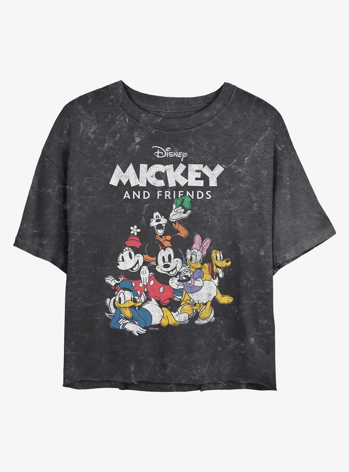 Disney Mickey Mouse Mickey Friends Group Mineral Wash Crop Girls T-Shirt, , hi-res