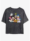 Disney Mickey Mouse Mickey Group Mineral Wash Crop Girls T-Shirt, BLACK, hi-res