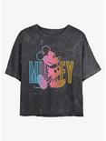 Disney Mickey Mouse Mickey Pose Mineral Wash Crop Girls T-Shirt, BLACK, hi-res