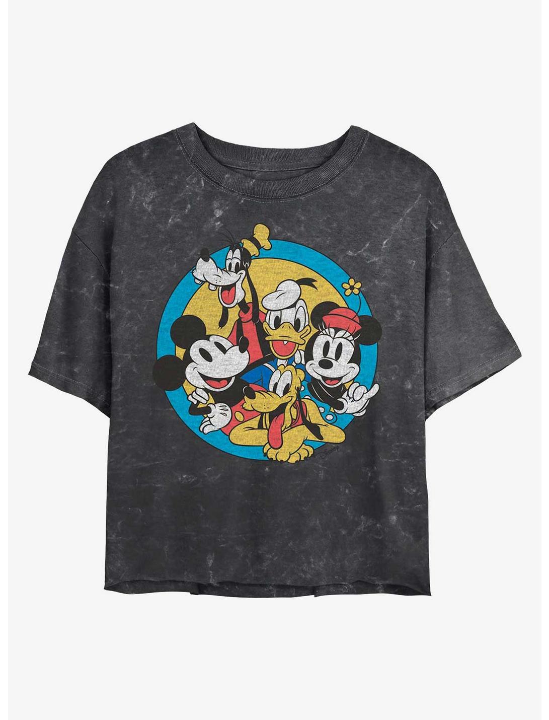 Disney Mickey Mouse Original Buddies Mineral Wash Crop Girls T-Shirt, BLACK, hi-res
